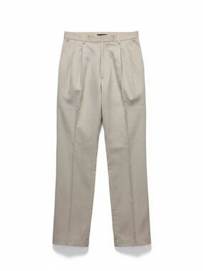 NWOT Greg Norman Collection Cream Pleated Cotton Chino Pants 34x32